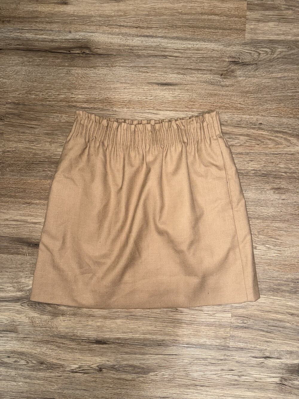 J Crew Sidewalk Skirt Size 4 Tan Camel Wool Blend Elastic Waist Mini Lined 95435